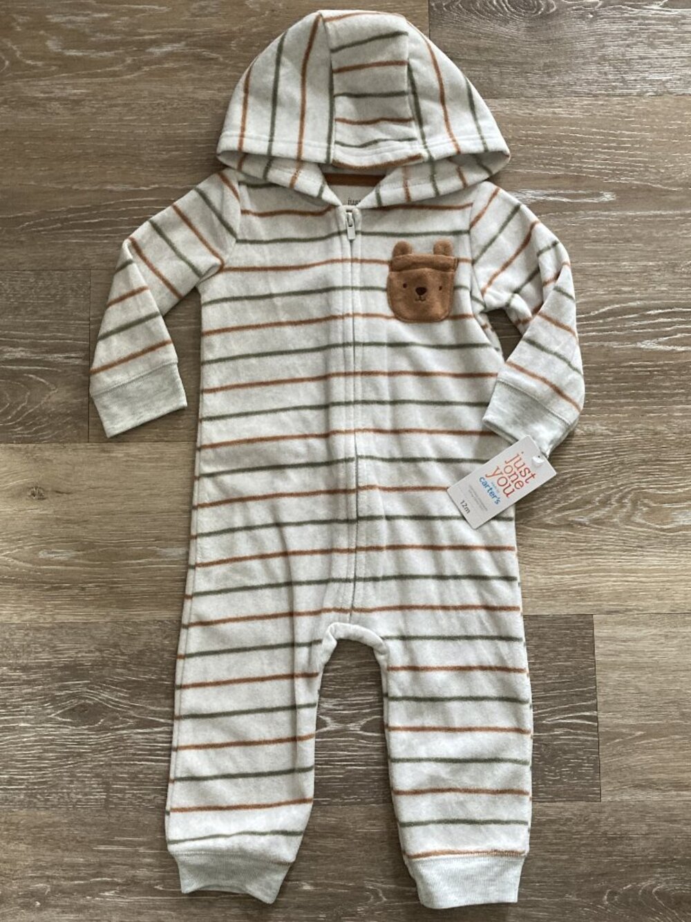 Carters Striped Fleece Jumpsuit Size 12mo